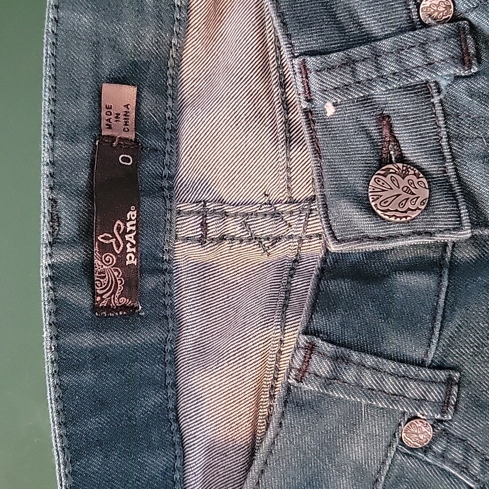 prana women’s Kara Jeans size 0 blue/ green
